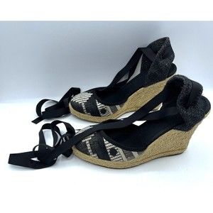 ALDO Lace Up Espadrille Wedge shoes Black/ Grey